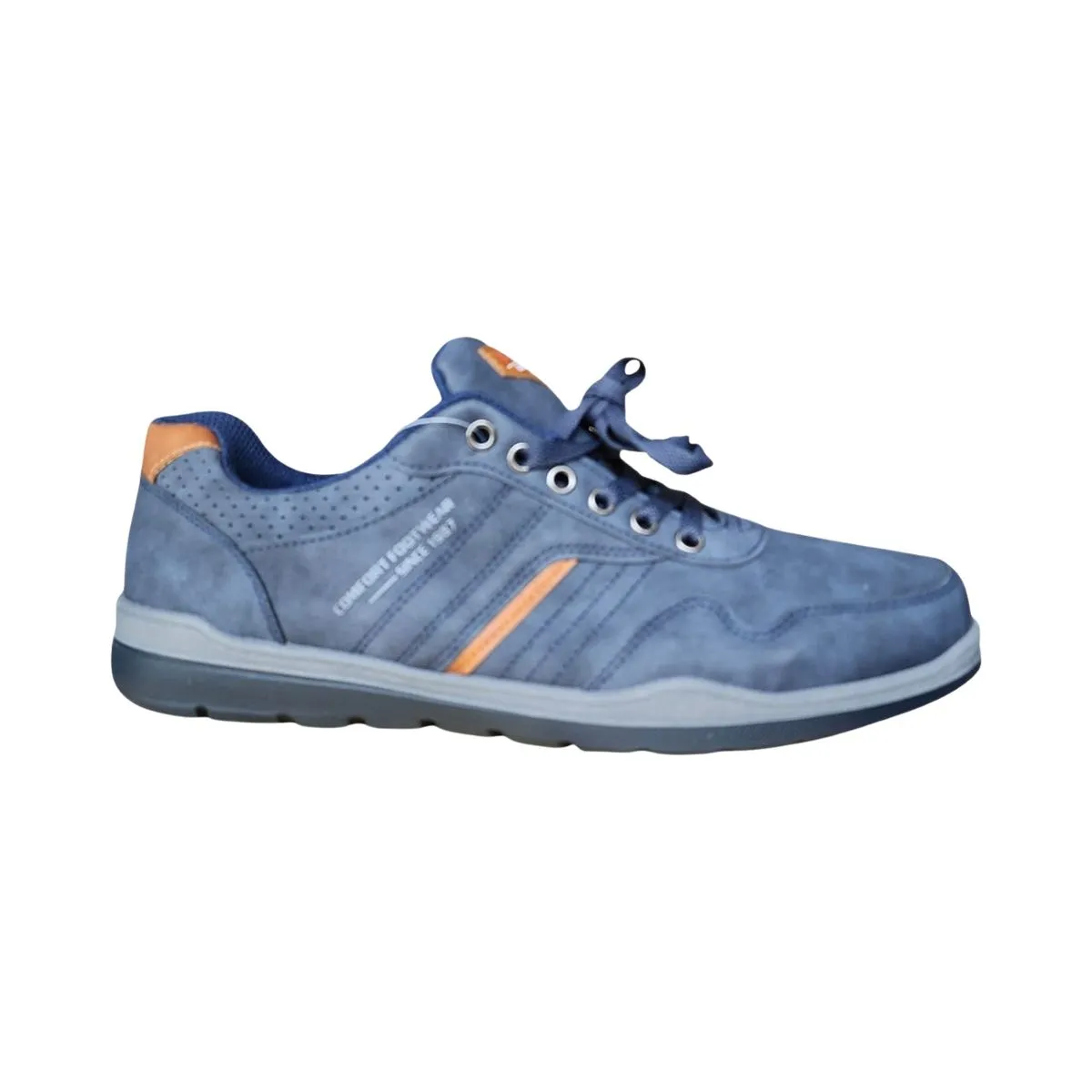 Men's Navy Blue Suede Casual Sneakers Lightweight Lace-Up Walking Shoes