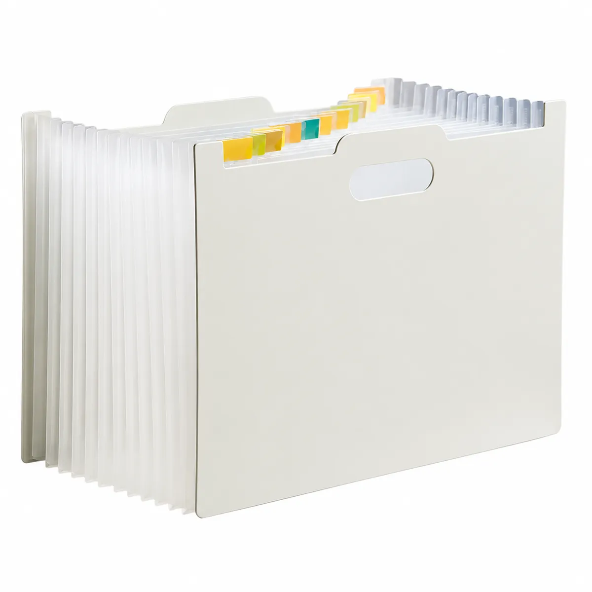 A4 Expandable File Organiser with 13 Pockets & Carry Handle - Beige