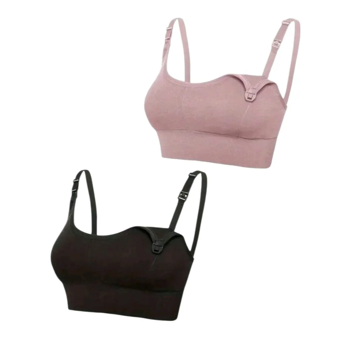 Seamless Maternity & Nursing Bra - Set of 2 (Pink & Black)