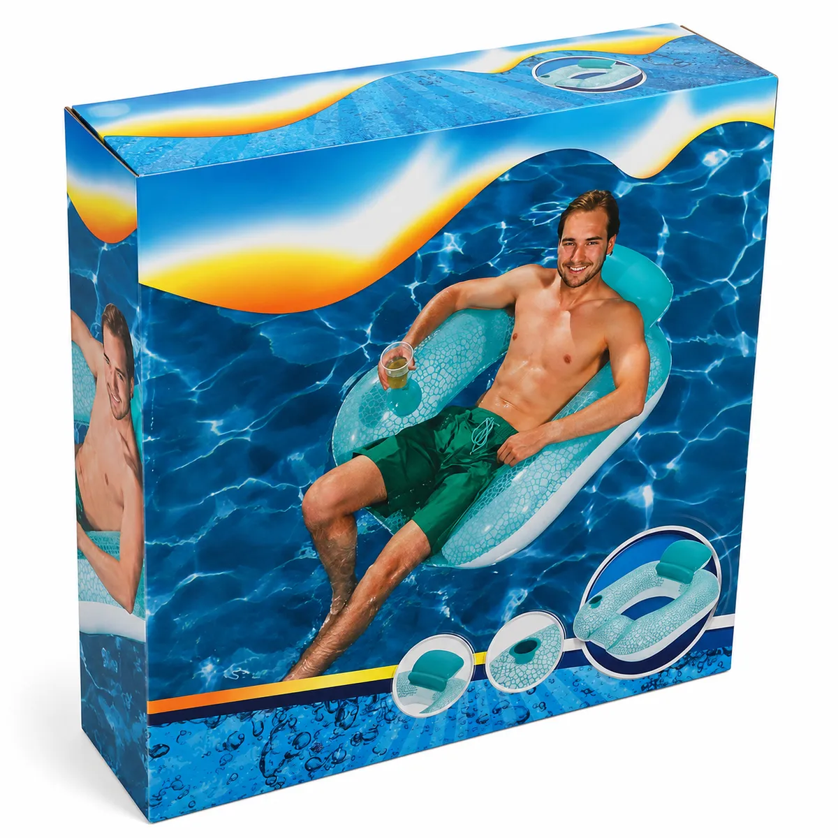 Flip-Pillow Lounge Inflatable Pool Float 102x94CM