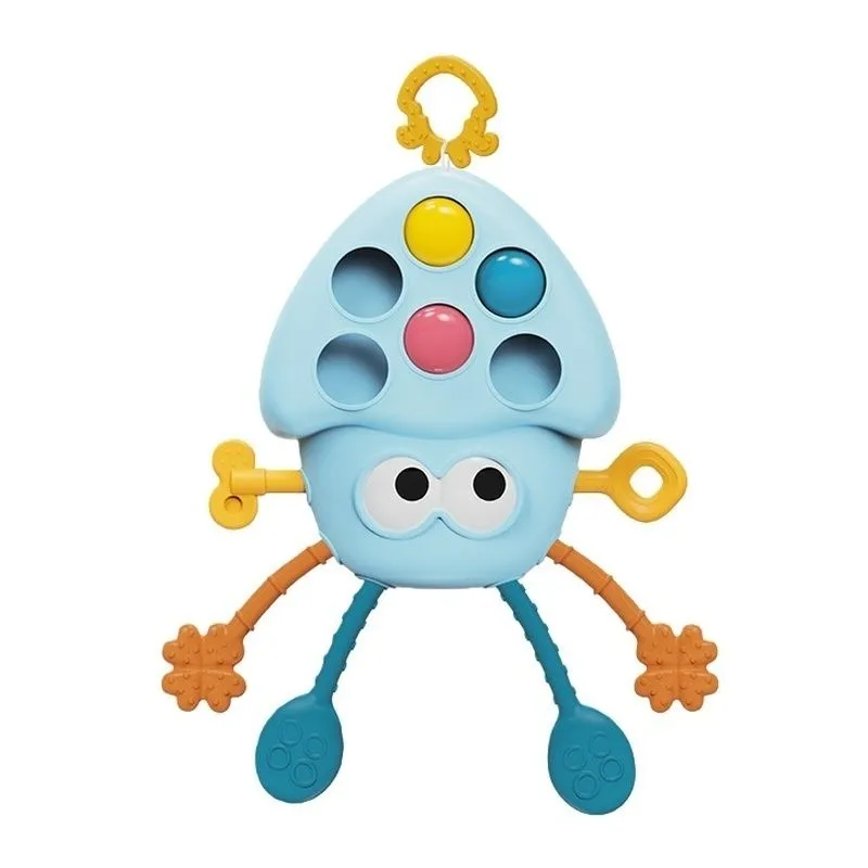 Baby Silicone Teething Toy 0-3 Years Chewable Octopus Pull Toy - Blue