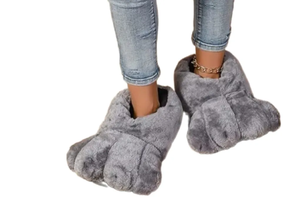 Bunny Foot Slippers Grey- uk3-uk8 - One Size