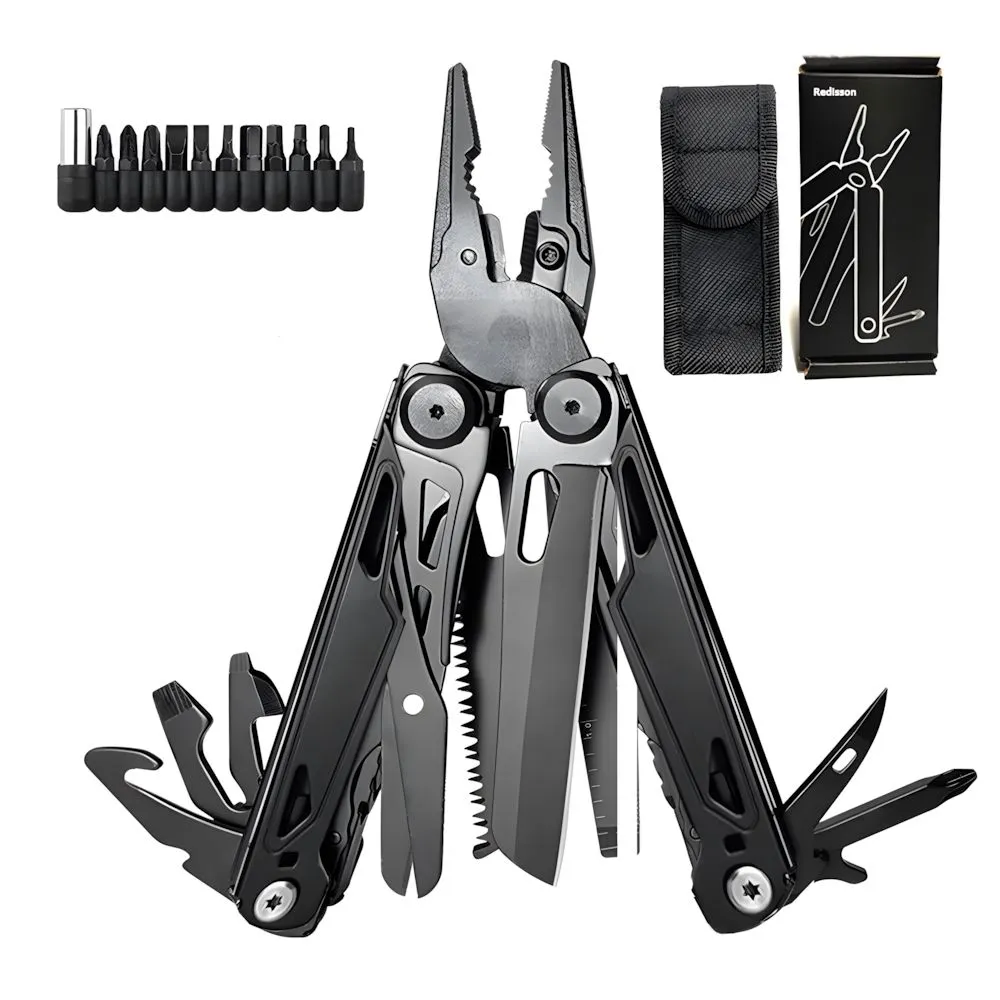27in1 Multitool with Plier Knife Screwdrivers&More Versatile Tool Outdoor - Black