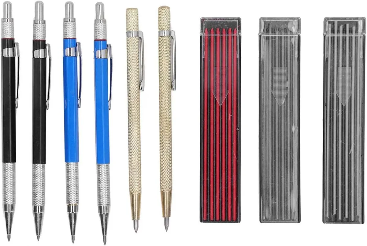 Carpenter Pencils Set 2 Doodles 36 Refills 4 Metal Woodworking Pencils