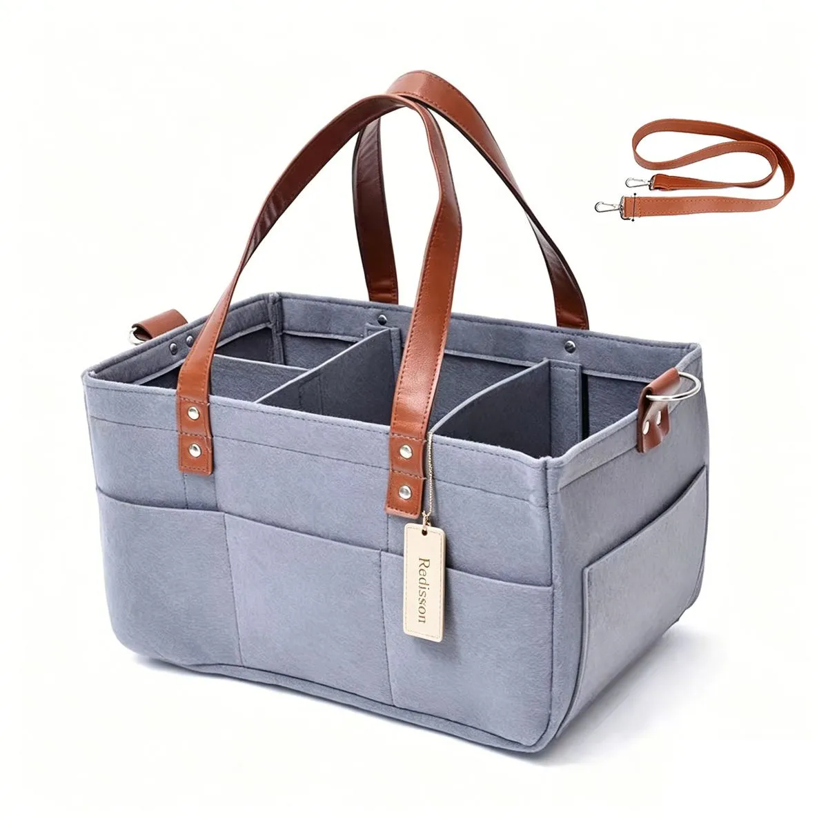 Felt Diaper Caddy Organizer with Removable Dividers,Baby Storage Tote