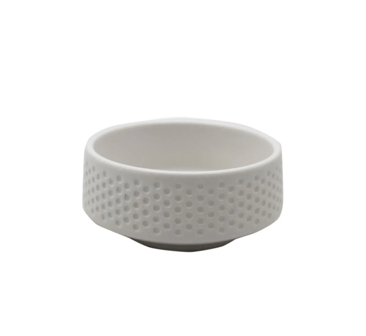 White Ceramic Bowl with Small Dots x 4