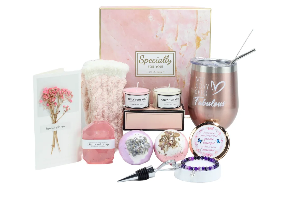 Fabulous Gift Basket Tumbler Relaxation Gifts for Women - Set of 9
