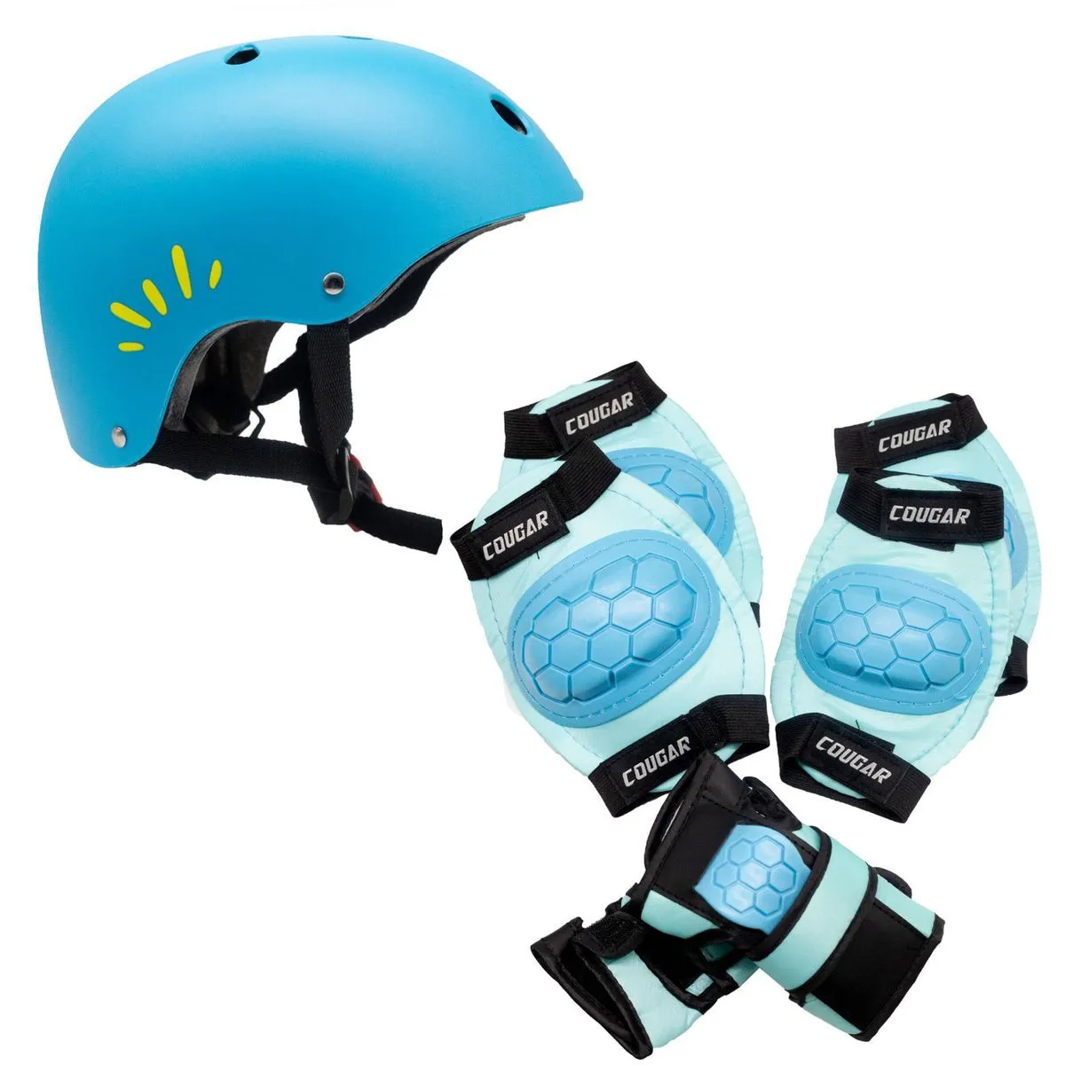 Cougar Inline Skating Protective Gear and Helmet Combo - Blue