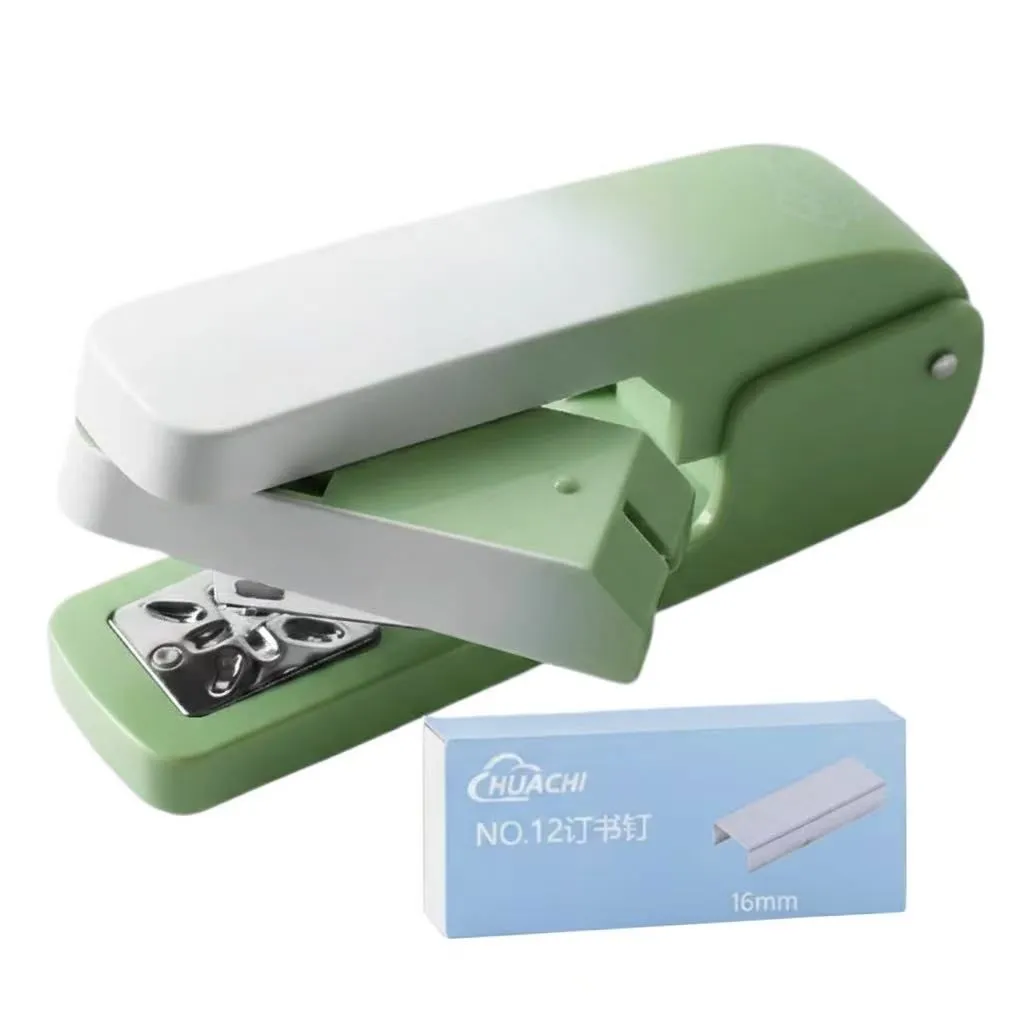 Rotatable Spring Stapler Desktop One-Press Stapler 20 Sheet Capacity - Green