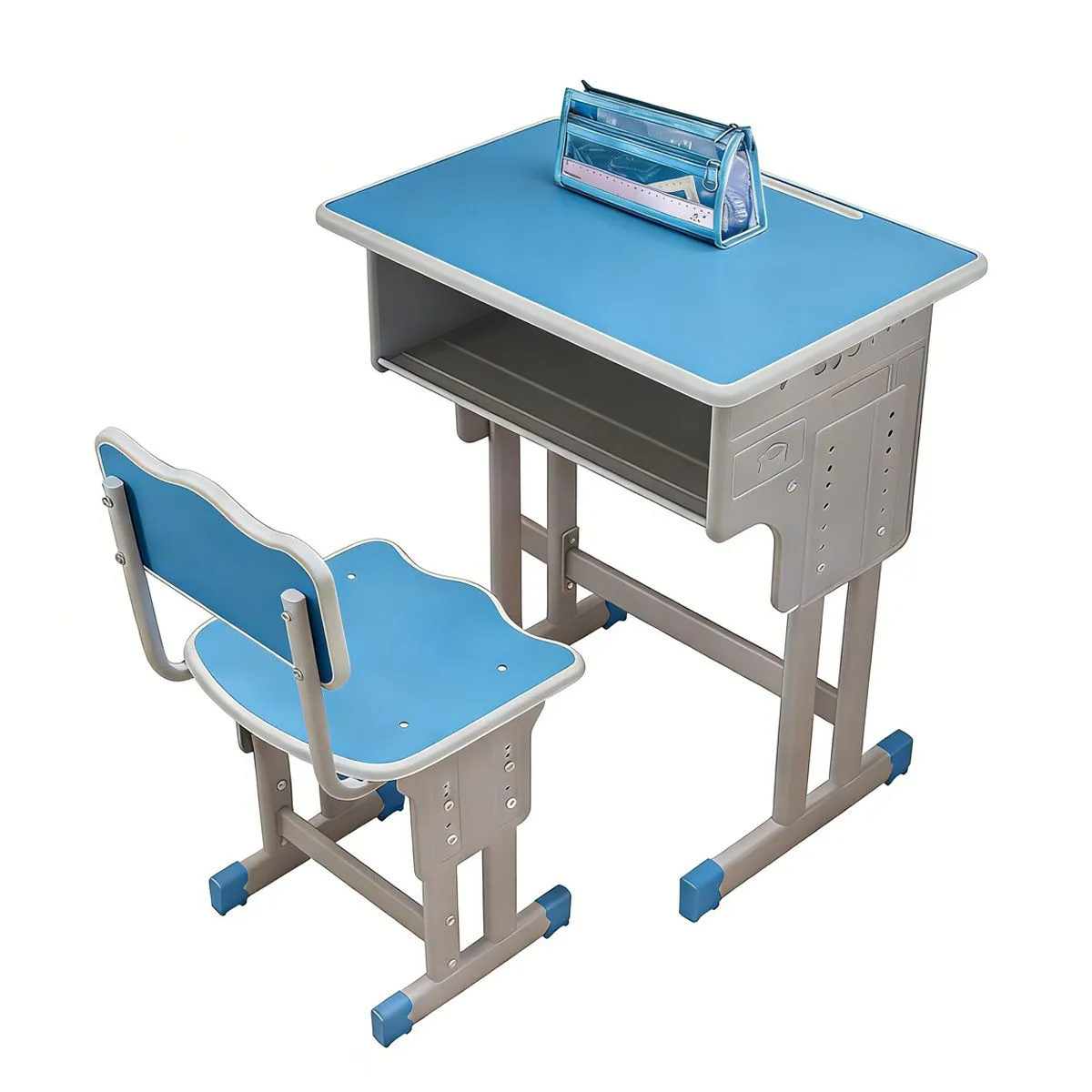 Grow-with-Me Kids Desk & Chair Set - Height Adjustable with Storage Box - Blue