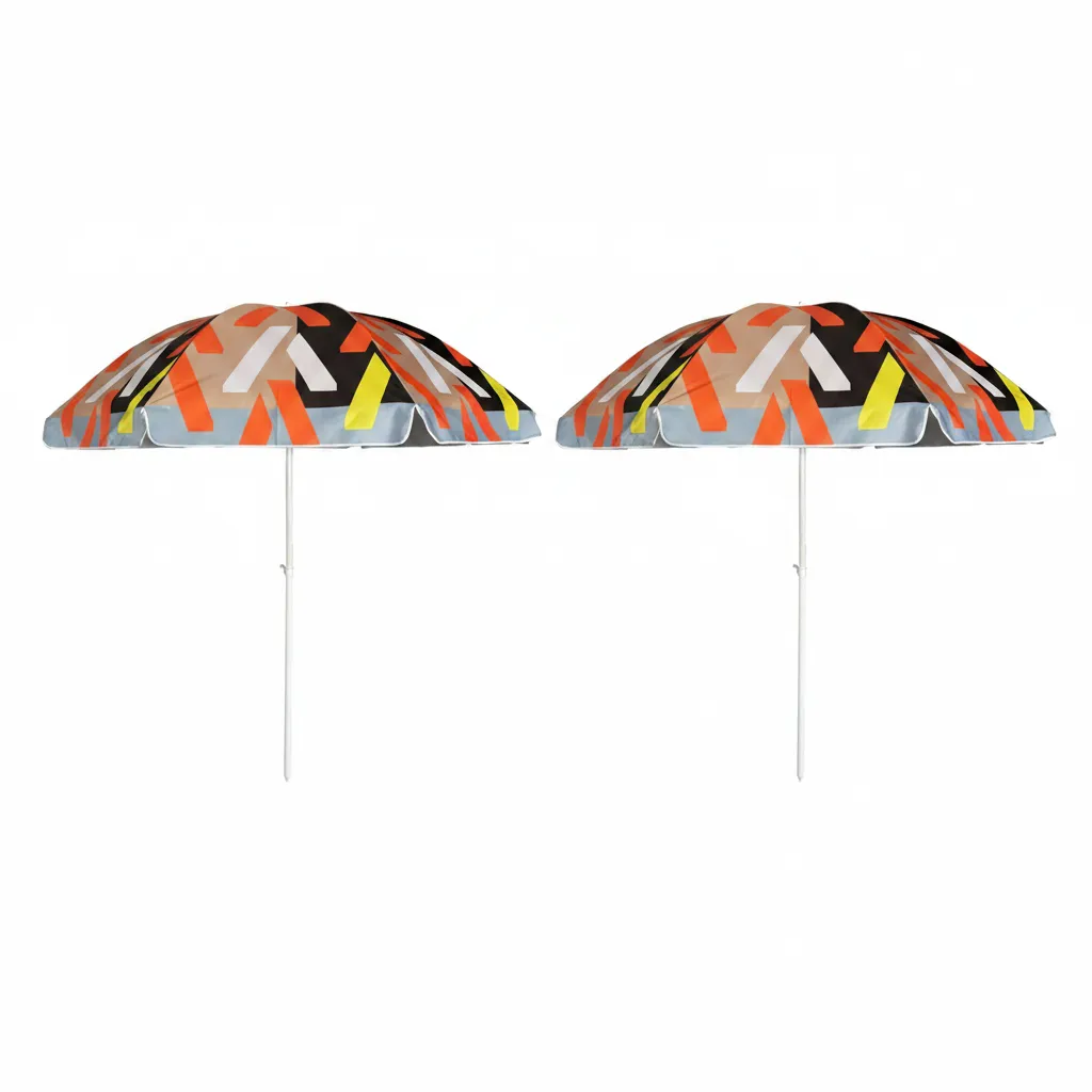 2.25m Beach Umbrella with 8 Rib UV Protection - 2 Pack