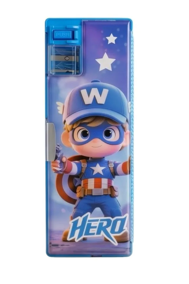 Cute Hero Kids Stationery Organizer Case for School - Blue