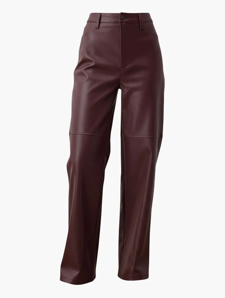 TRENDYOL Faux Leather Seam Detail Straight Leg Pants