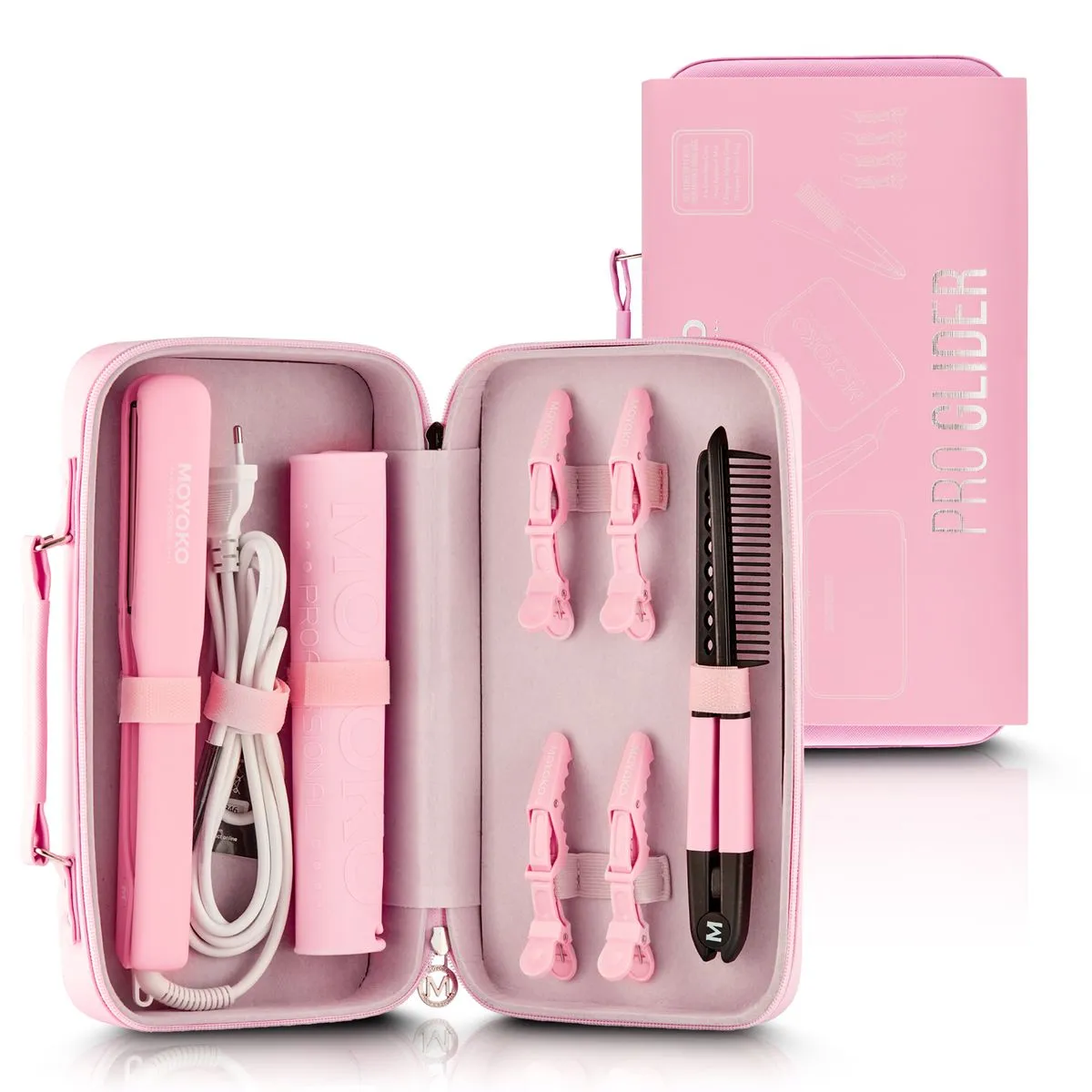 Moyoko Pro Glider - Hair Straightener Kit - Ceramic Flat Iron - Blush Pink