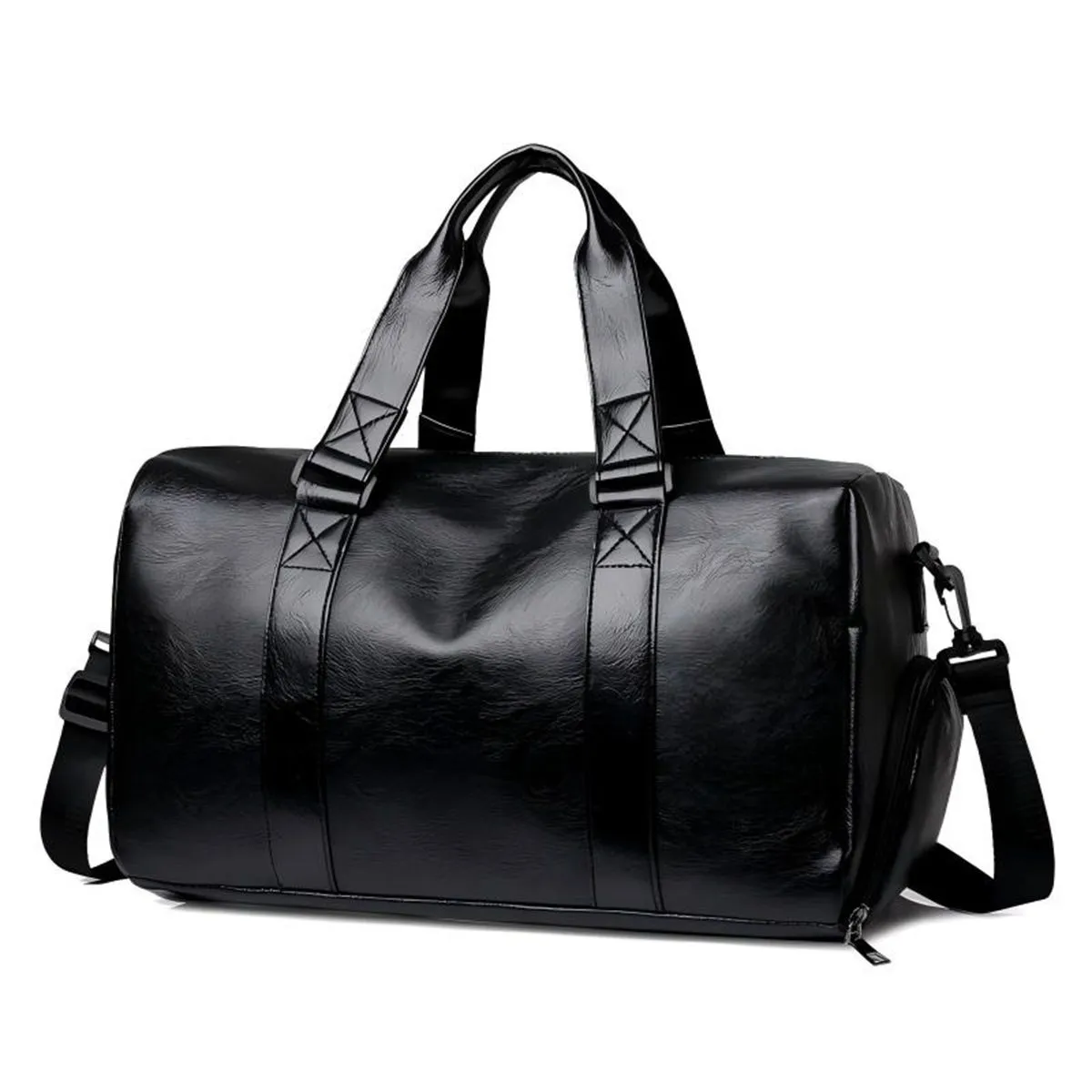 Men PU Leather Travel Sports Gym Duffel Bag, 20L Large Capacity Minimalist