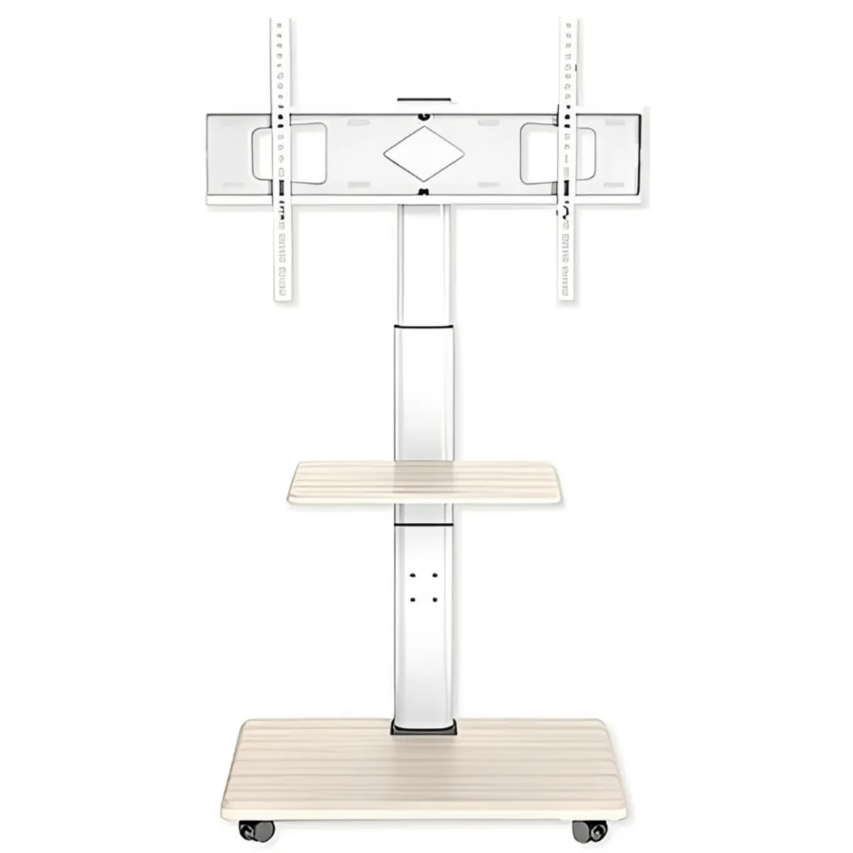 GoodMama 27"-65"Mobile TV Trolley Cart Mount Stand with Wheels Floor Stand - White