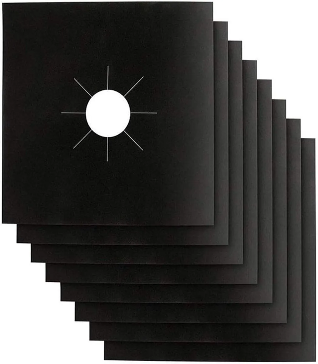 10 Stove Burner Covers Single Hole Gas Stove Protectors Gas Range Top Cover - Black