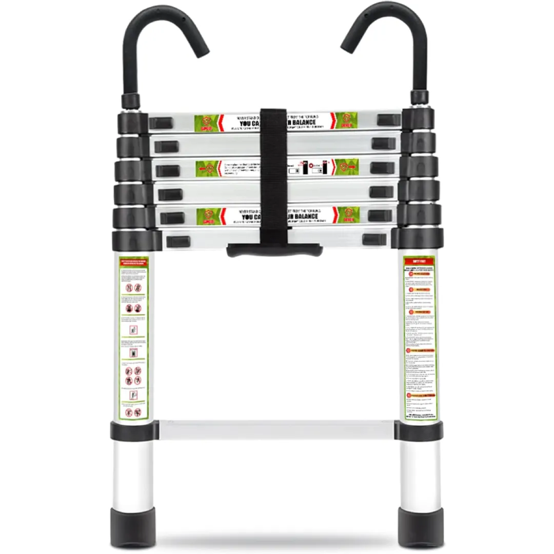 2.0m Telescoping Aluminum Step Ladder with Stable Hook 150kg Load Capacity
