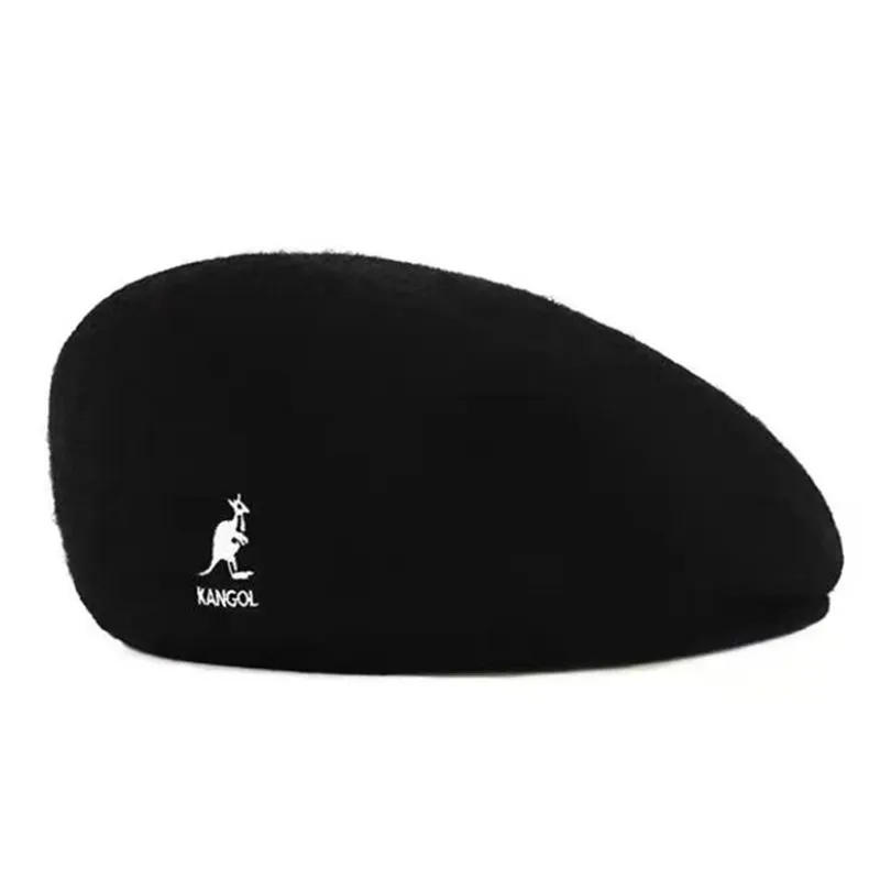 Fashionable Minimalist Wool Beret British Vintage Style Painter Hat - Black
