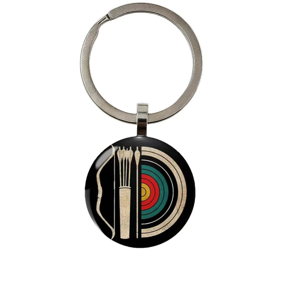 Creative New Retro Archery Target Circular Glass Alloy Keychain Pendant