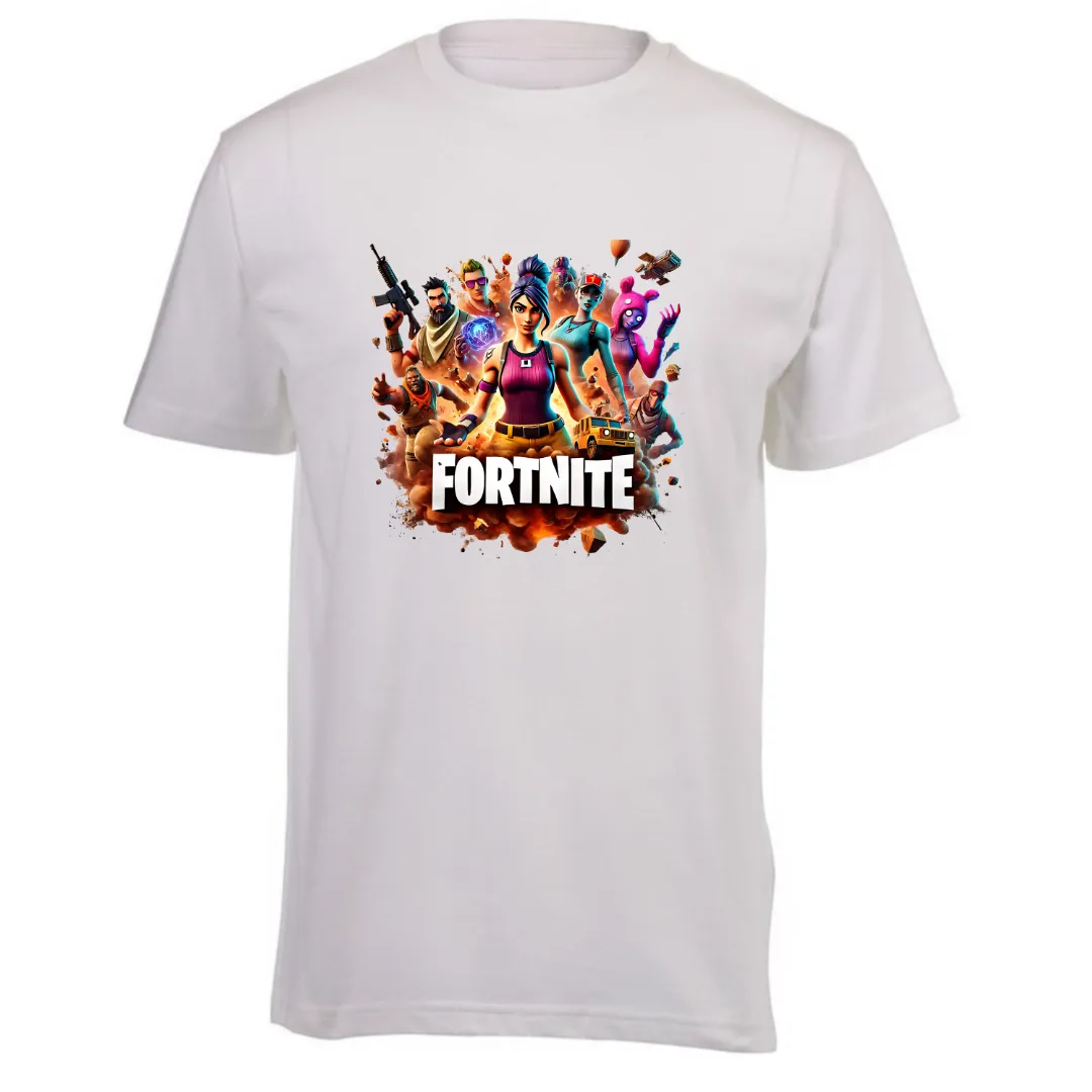 Kids White Short Sleeve T-Shirt - Fortnite and Friends T-Shirt