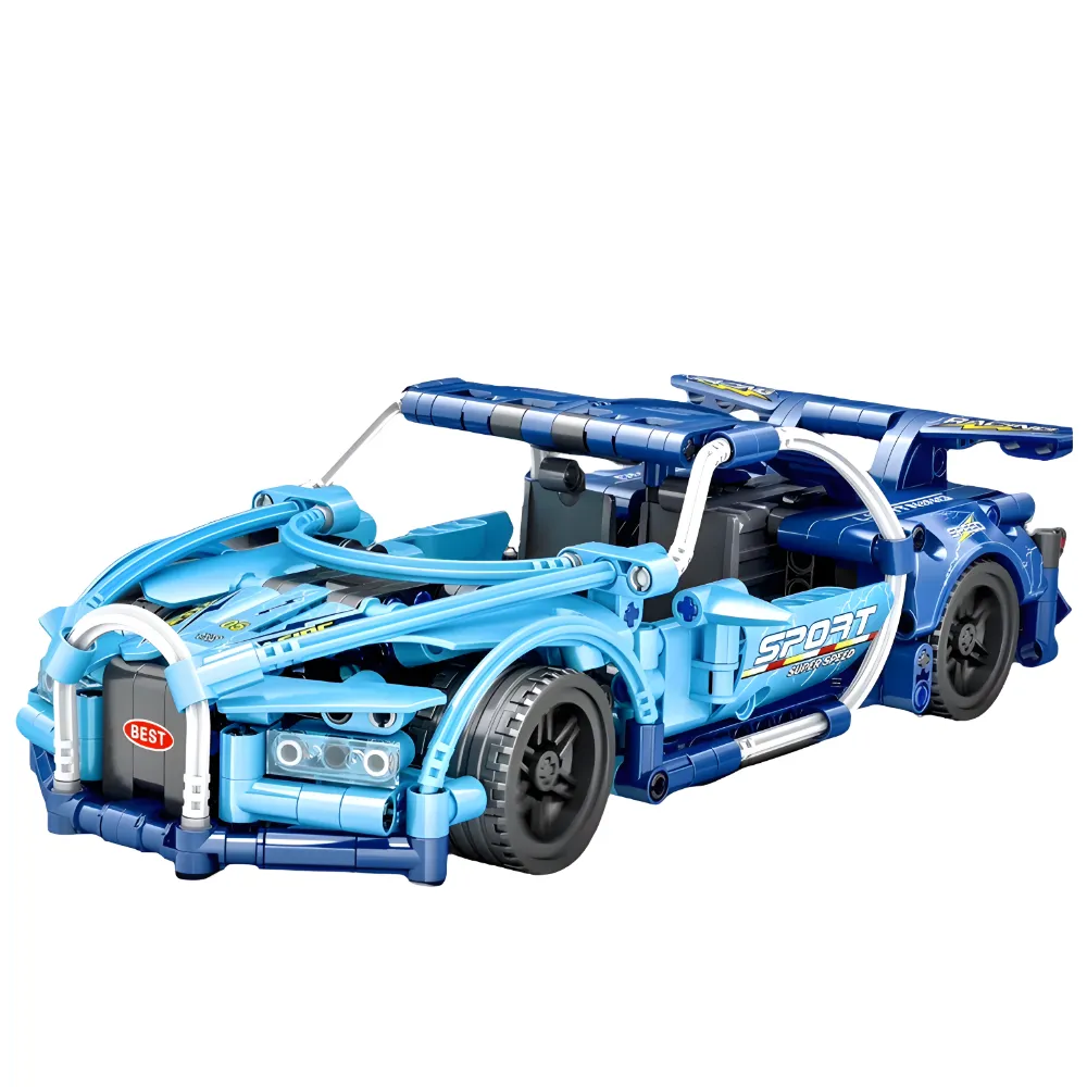 Car Building Block Sets Model Car Assembly Kits Toys Kids Gift 499 Piece RC - Blue