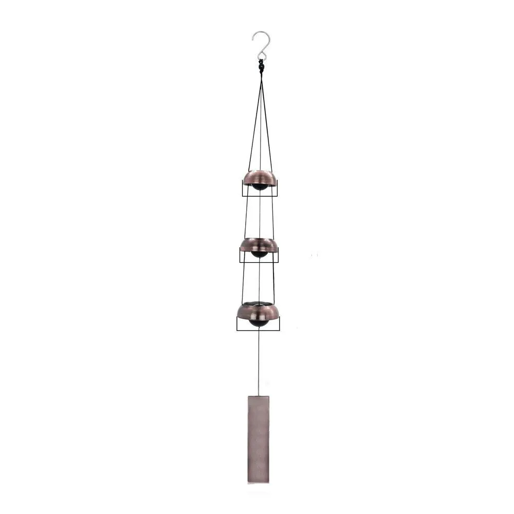 Wind Chimes Red Copper Hanging Bells with 3 Bells for Outdoor Decoration