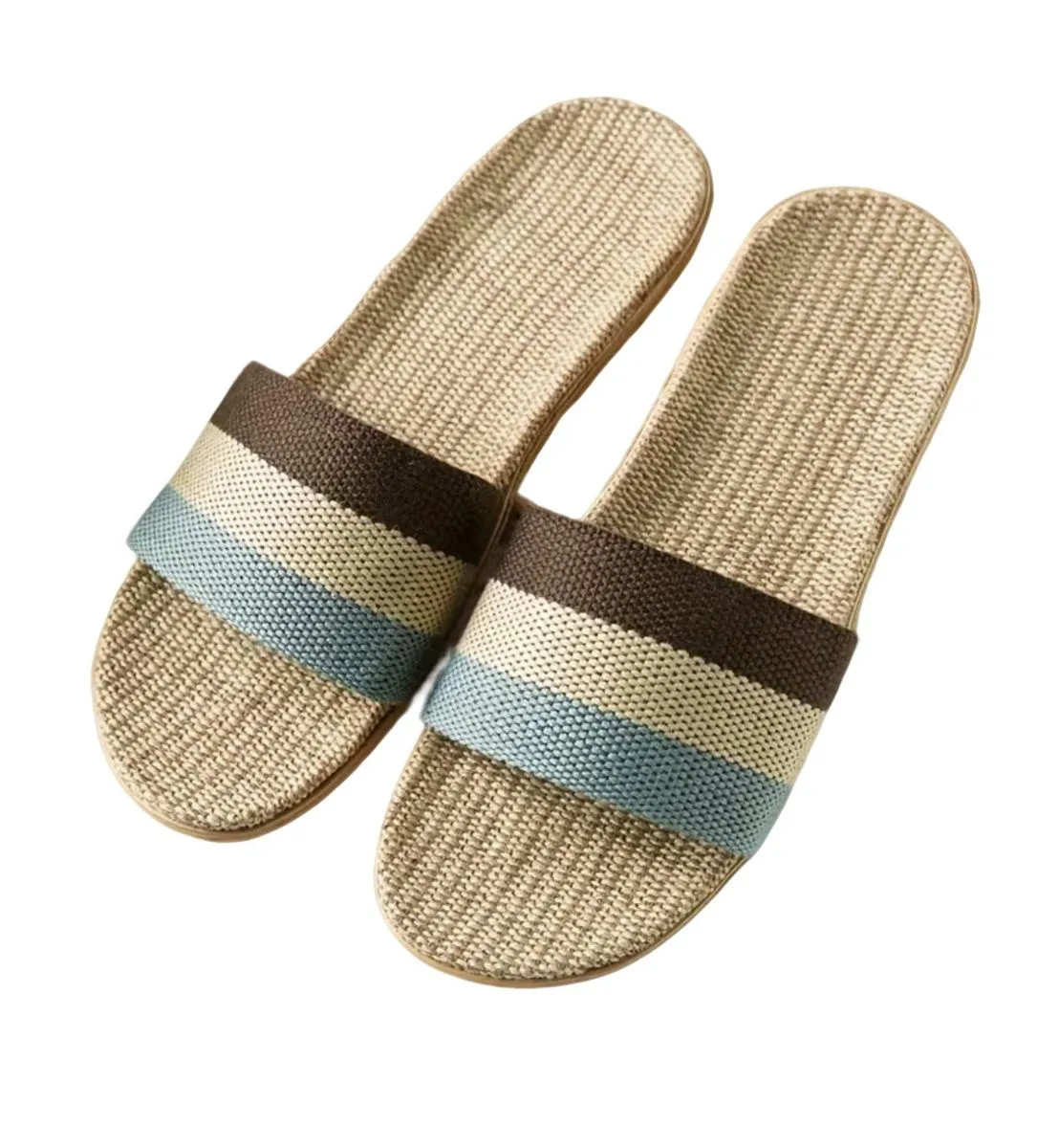 Men's Lightweight Breathable Slippers - Comfy Slides for Indoor Chill - Blue, Brown