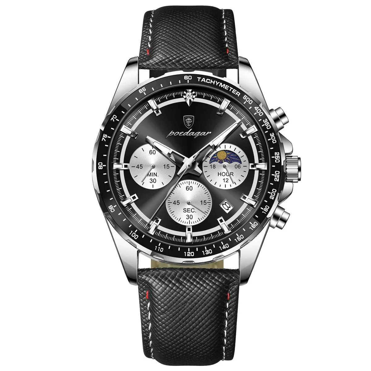 Poedagar Man Luminous Waterproof Leather Quartz Fashion Sport Watch