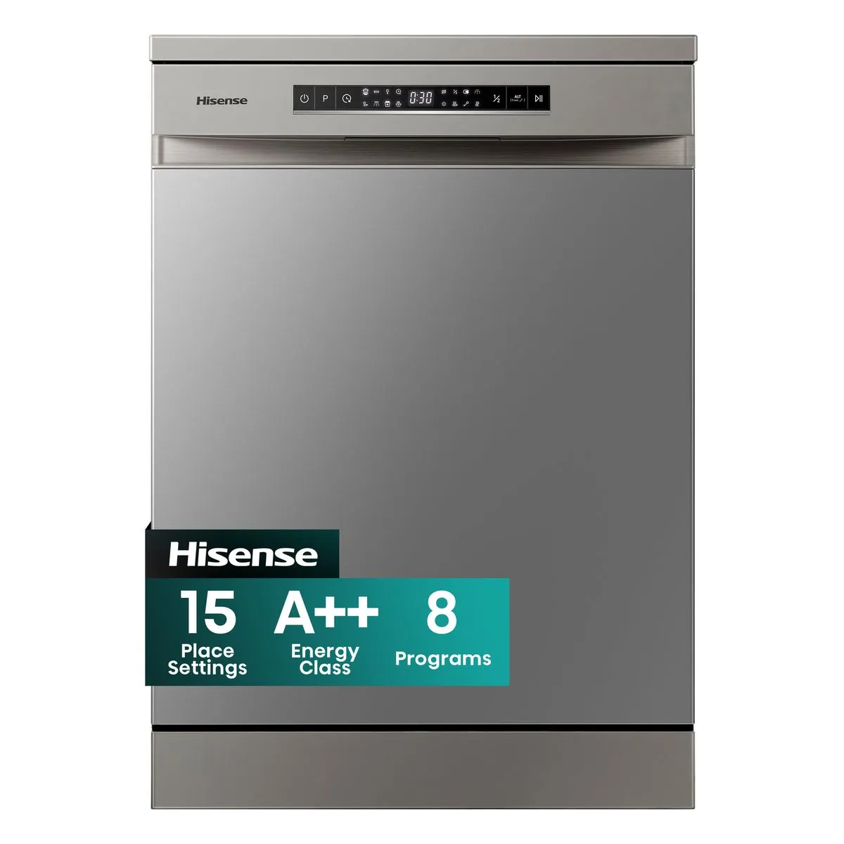 Hisense 15 Place Dishwasher with LED Display - Silver