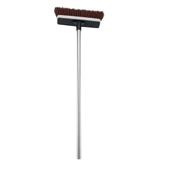 Long Handle Flat Broom with Wide Head for Indoor & Outdoor Cleaning