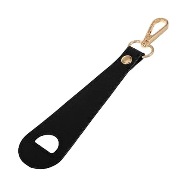 Premium Leather Hat Clip with Gold Hook - Black