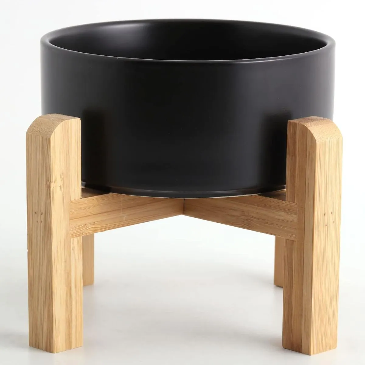 Dog food and water bowl with stand - Black