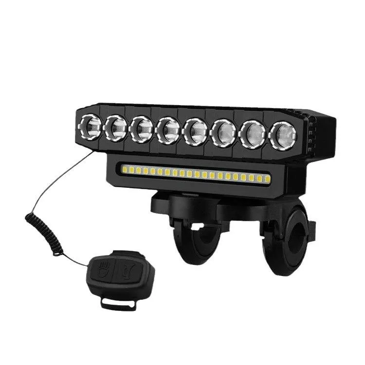 8 LED Bicycle Headlight USB Rechargeable 130db Bicycle Horn Bell Light
