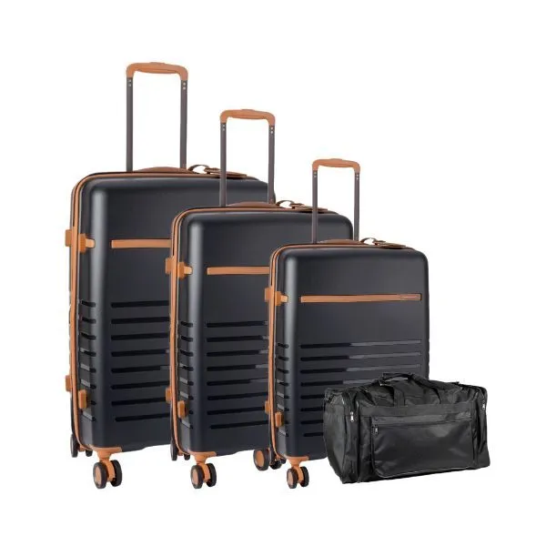 Cellini Royale 3 piece Luggage set + Free Fold Up Duffle - Black