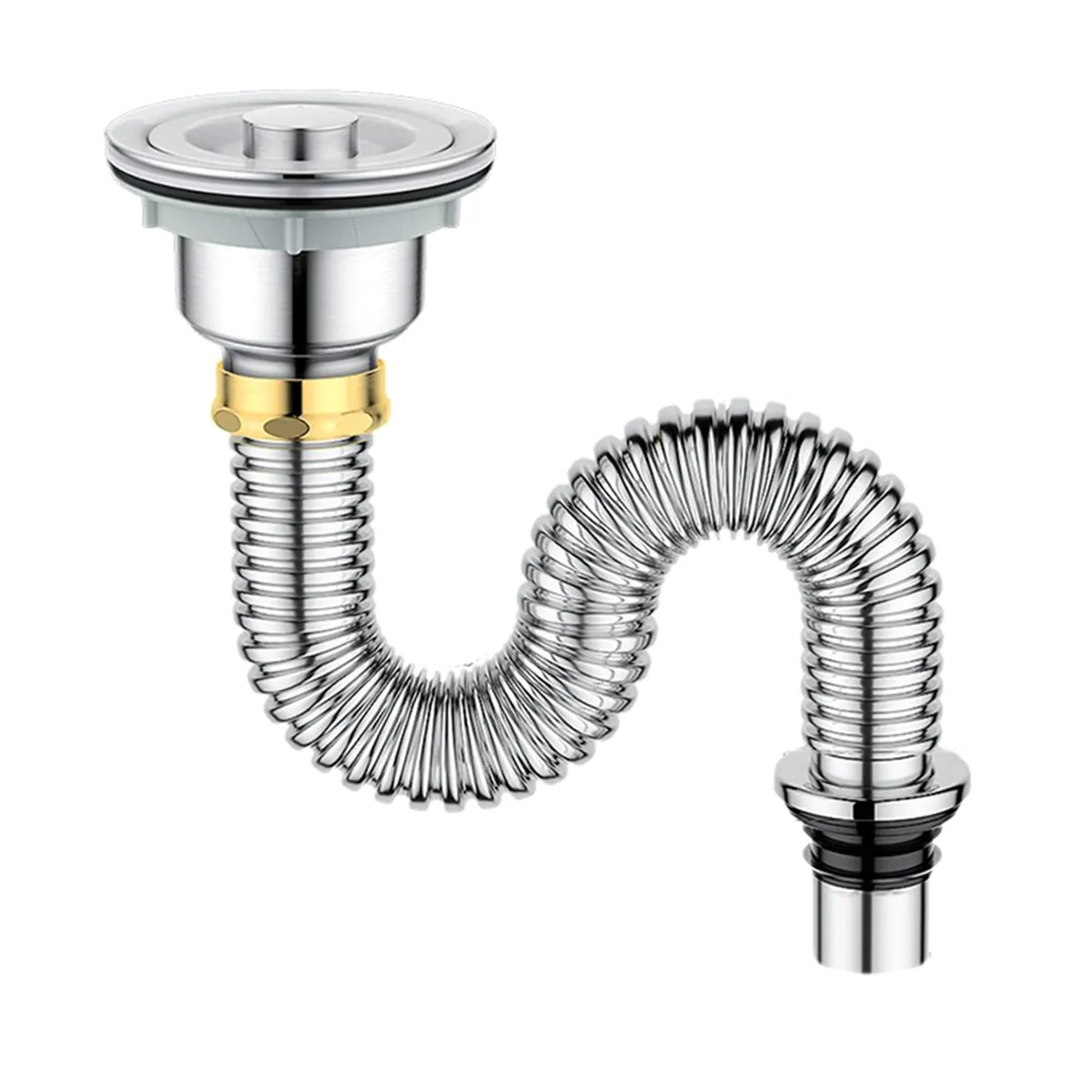 Kitchen Sink Drain Pipe with Sink Stopper/Sealing Lid Compatible with None