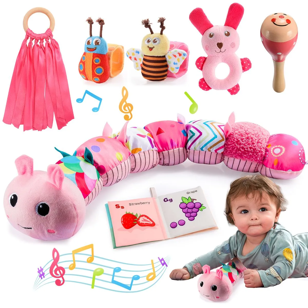 Infant Musical Stuffed Animal Activity Toy Interactive Soft Baby Sleep Toy