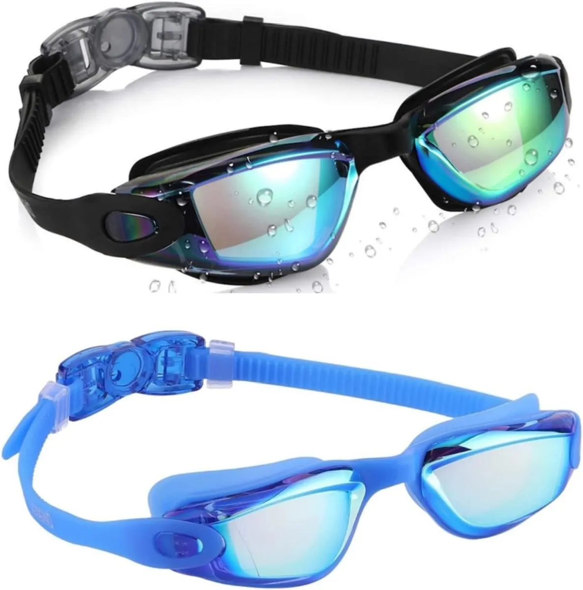 2 Pack Swim Goggles, Swimming Goggles Anti UV with Nose Clip Earplugs