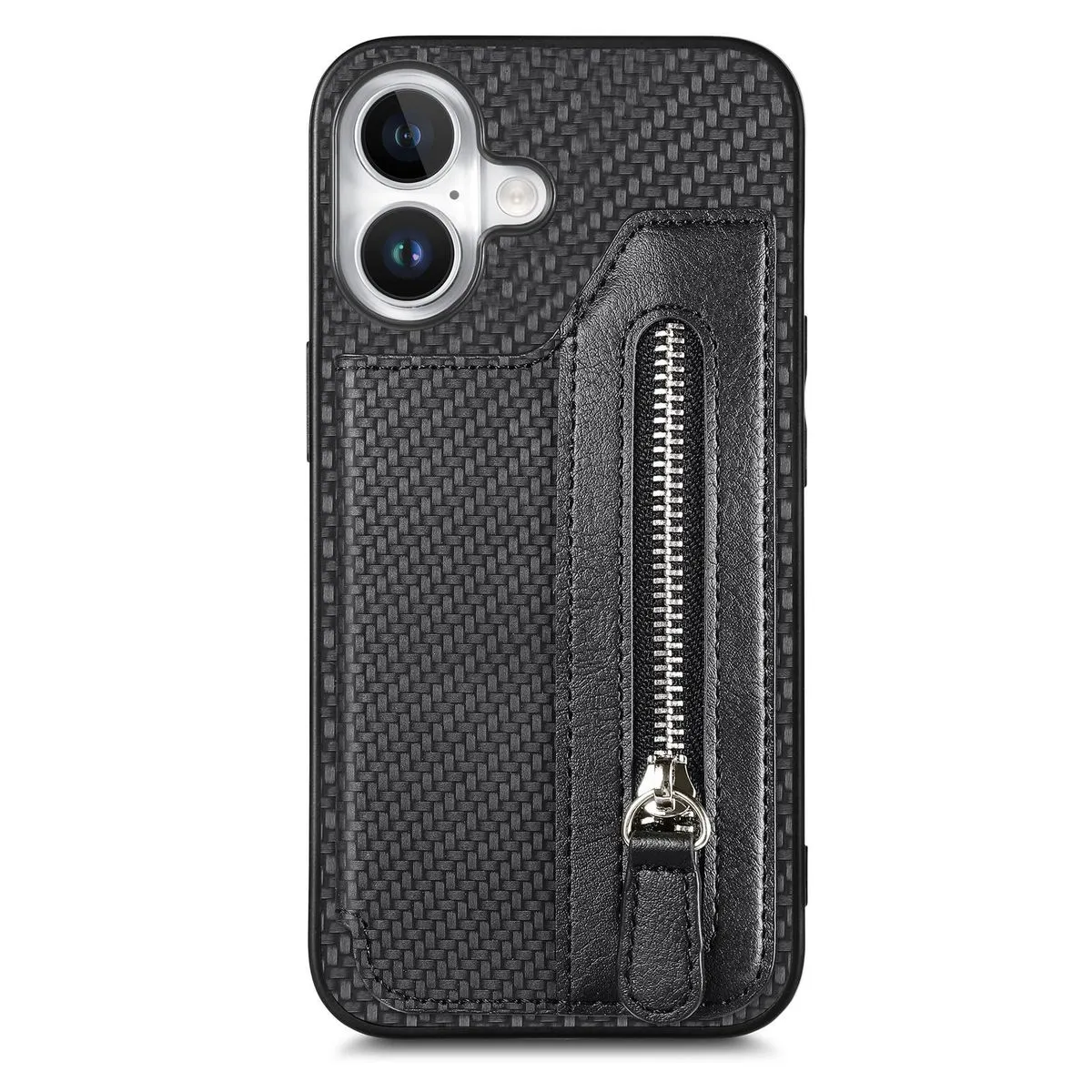 Card Holder Flip Card Mobile Phone Leather Case Compatible With Iphone16 - Black
