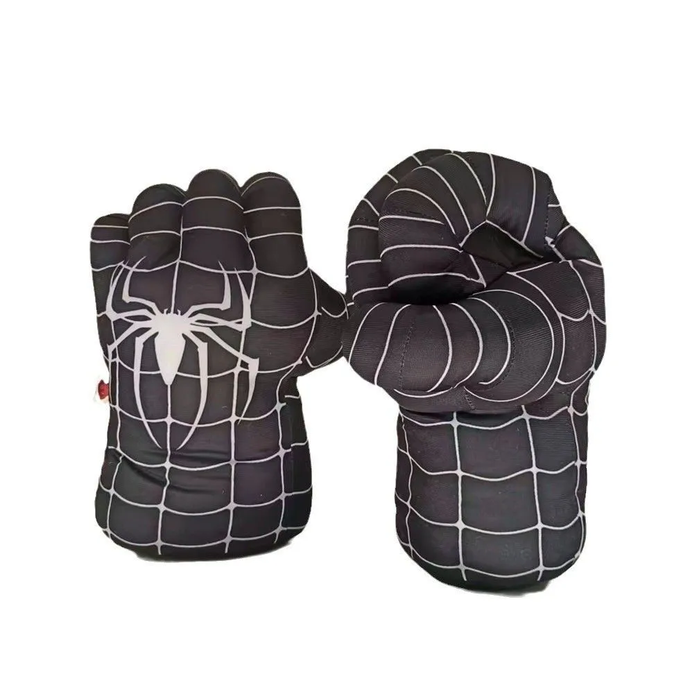 Kids Superhero Smash Gloves, Soft Plush Punching Gloves for Play - Black