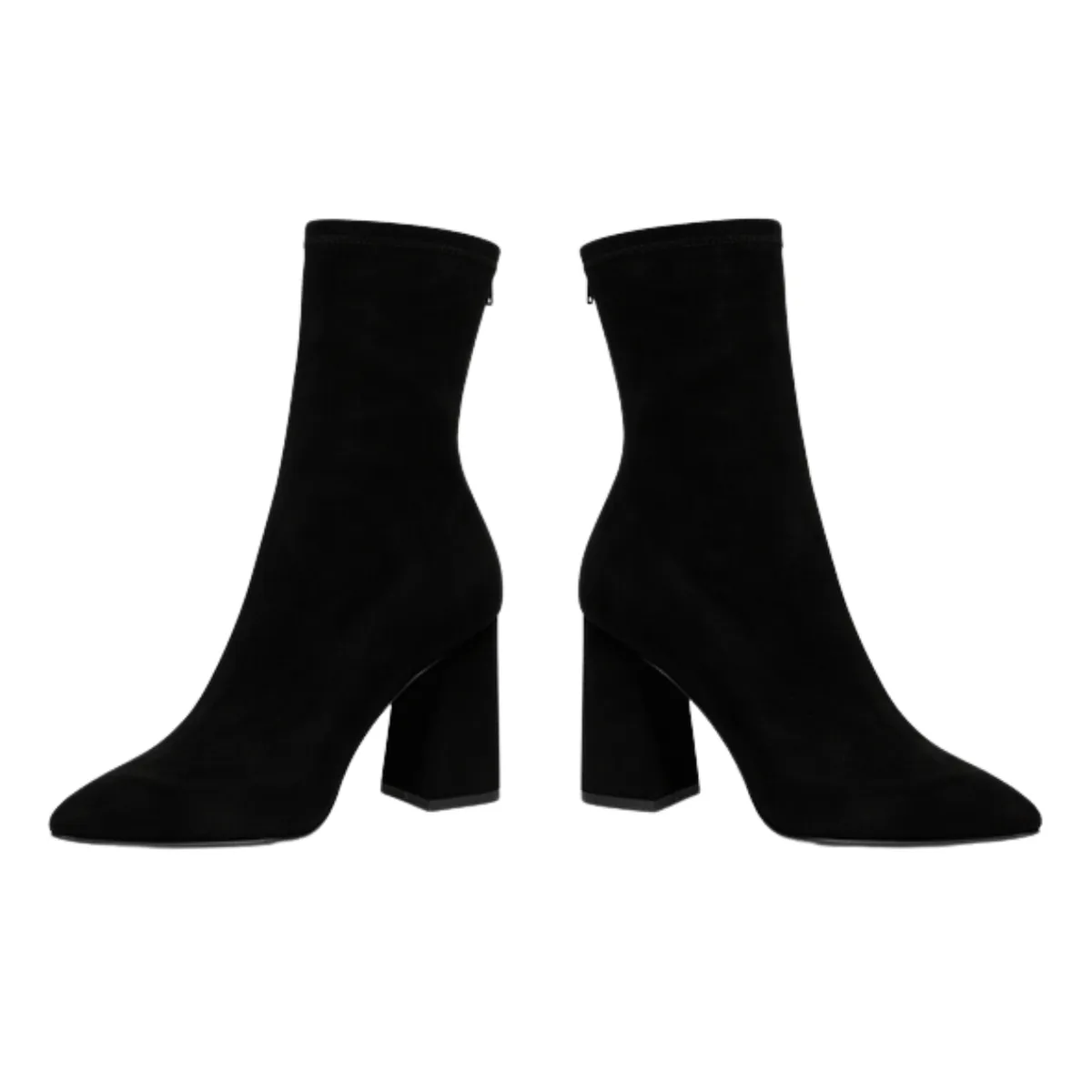 Black Suede Block Heel Ankle Boots