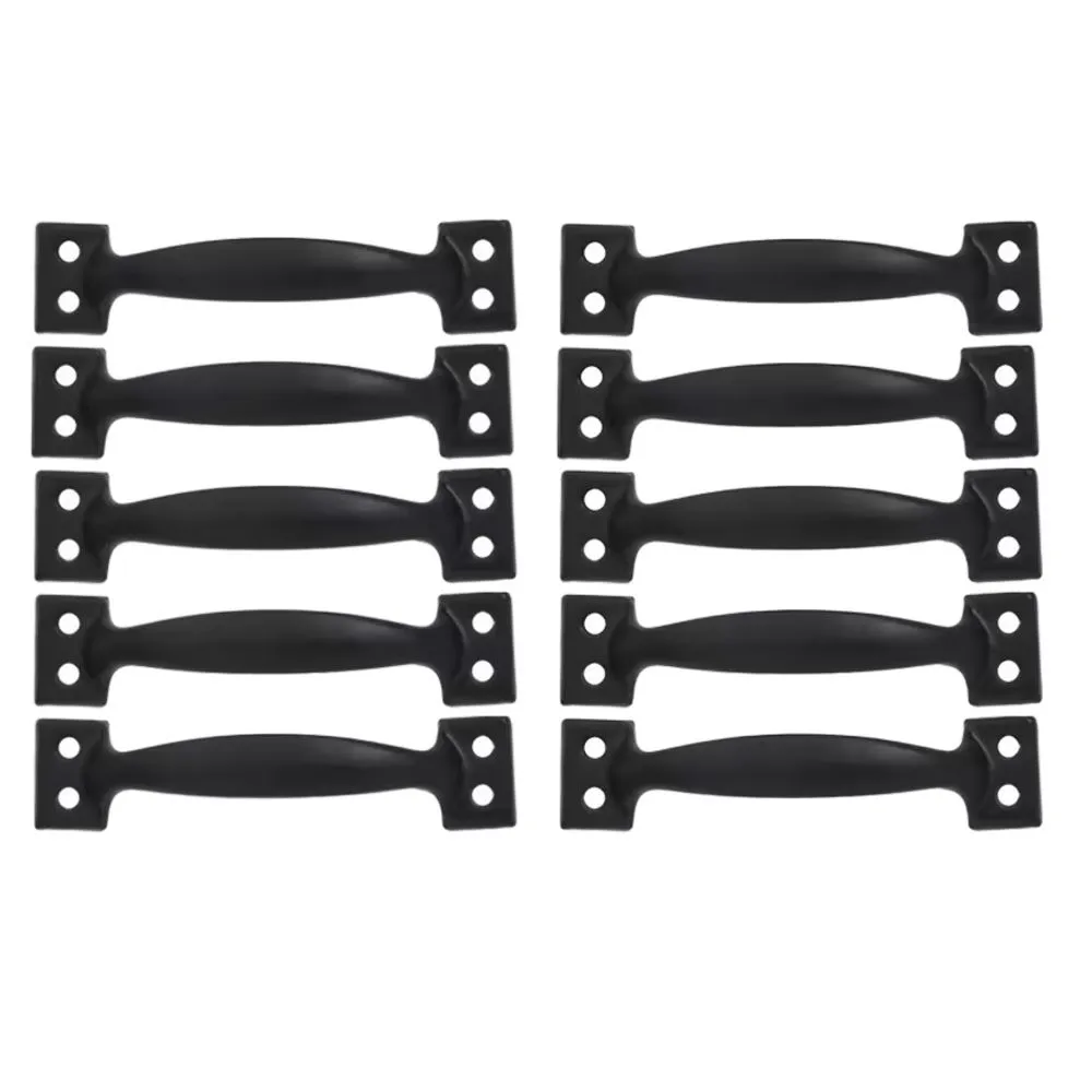 Tool Vintage Farmhouse Bronze Finish Door Handles Set Of 10 -11.9cm - Black