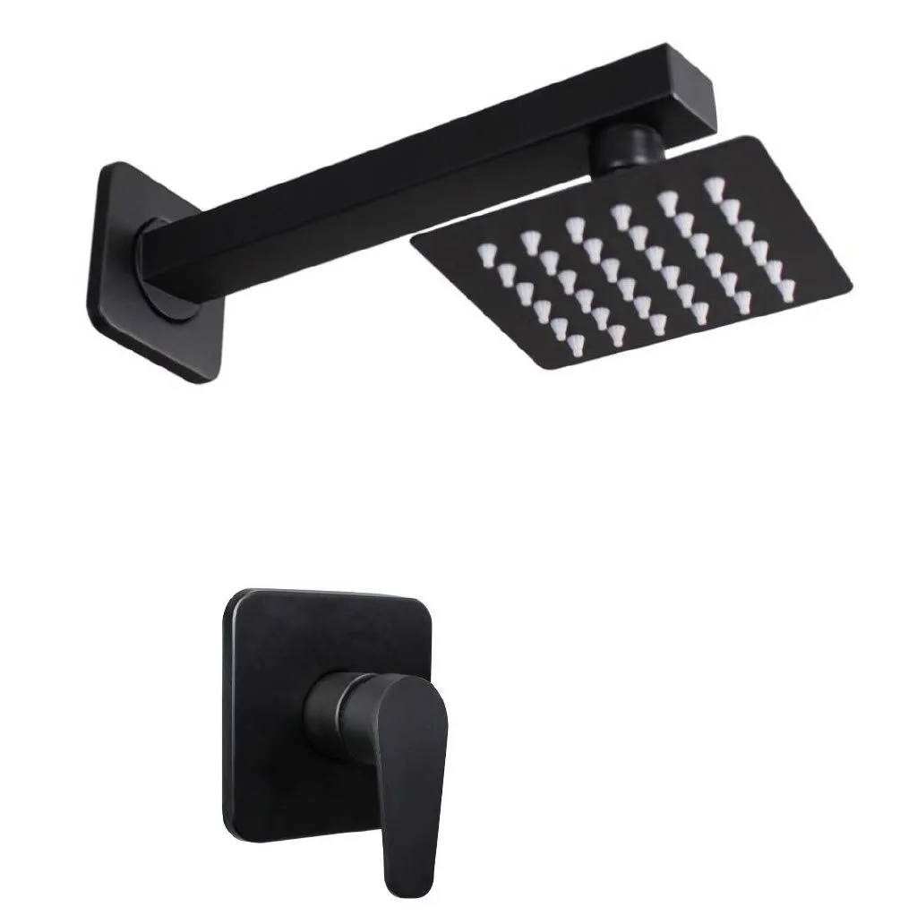 3-PieceMixerSetShowerArm Kit6-Inch Square ShowerHead and Arm SetMatte Black