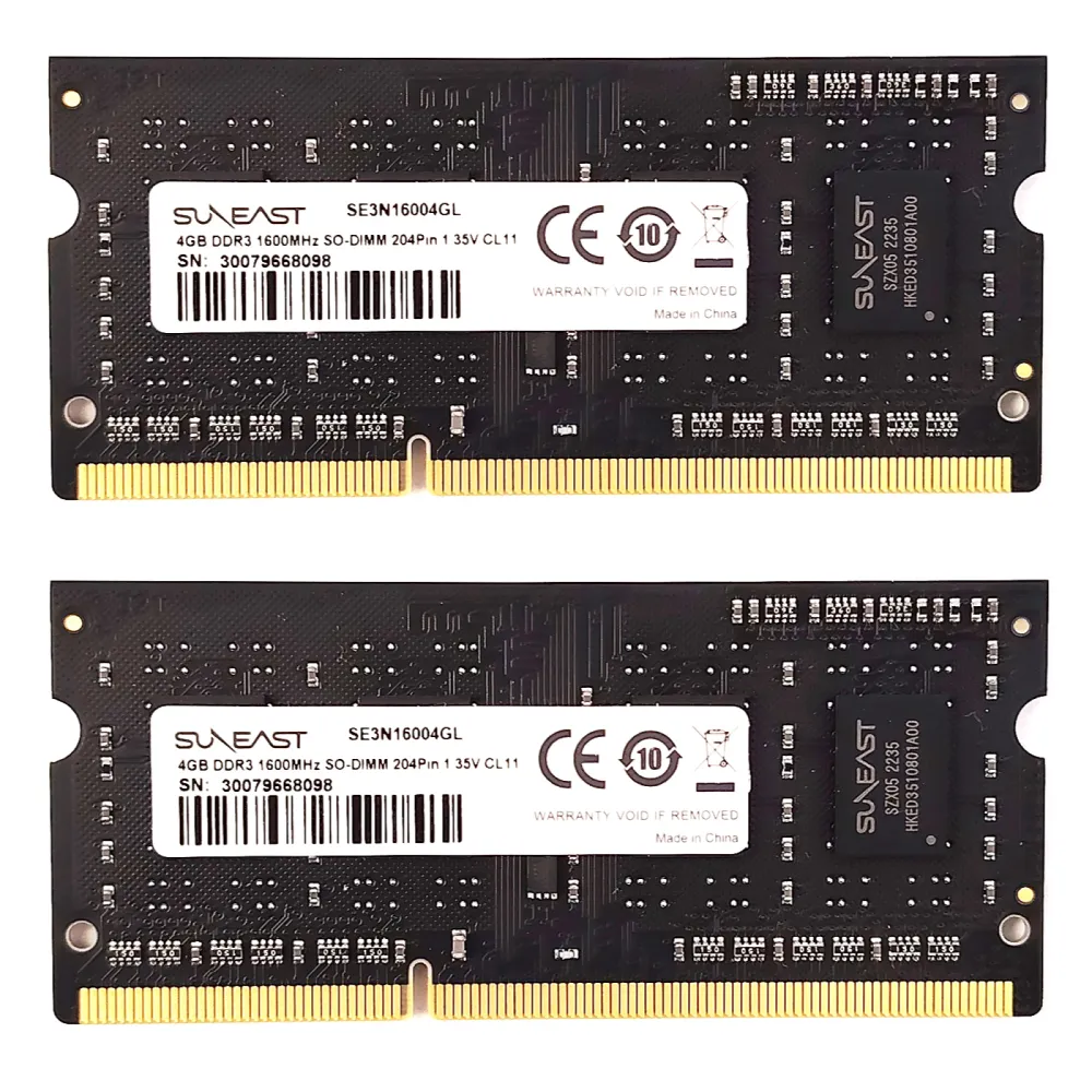 SunEast - 8GB DDR3 1600MHz SO-DIMM Laptop RAM Combo (2 x 4GB 1600MHz) - Black