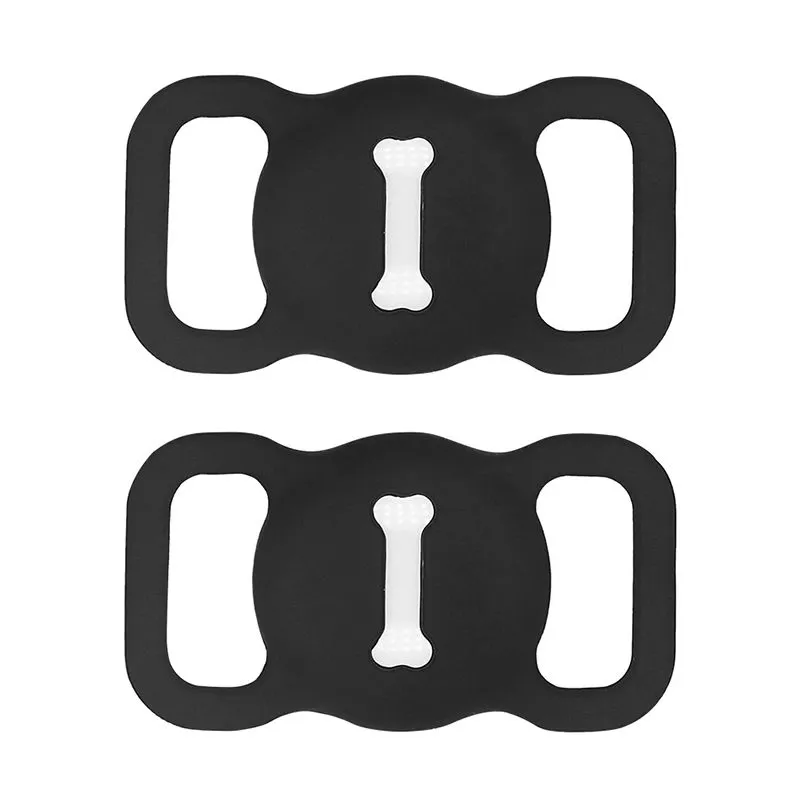 2pcs Silicone Airtag Holder for Pet Collar - Black