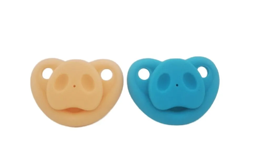 Funny Dummy Pacifiers For Babies - 2 Pack Silicone Piggy Snout Design