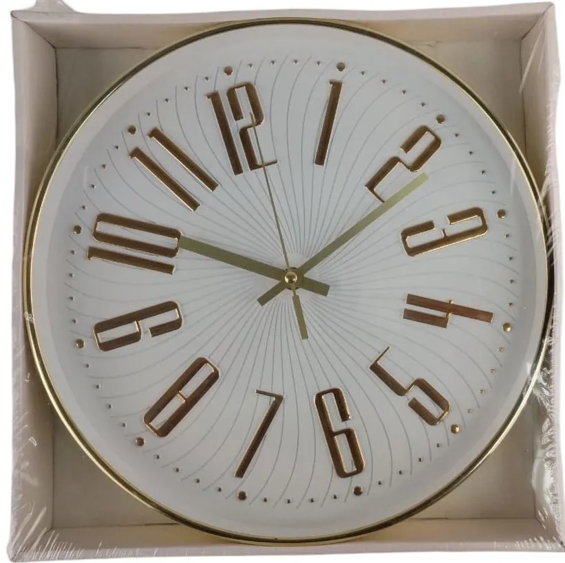 Gold Battery Powered Analogue Wall Clock