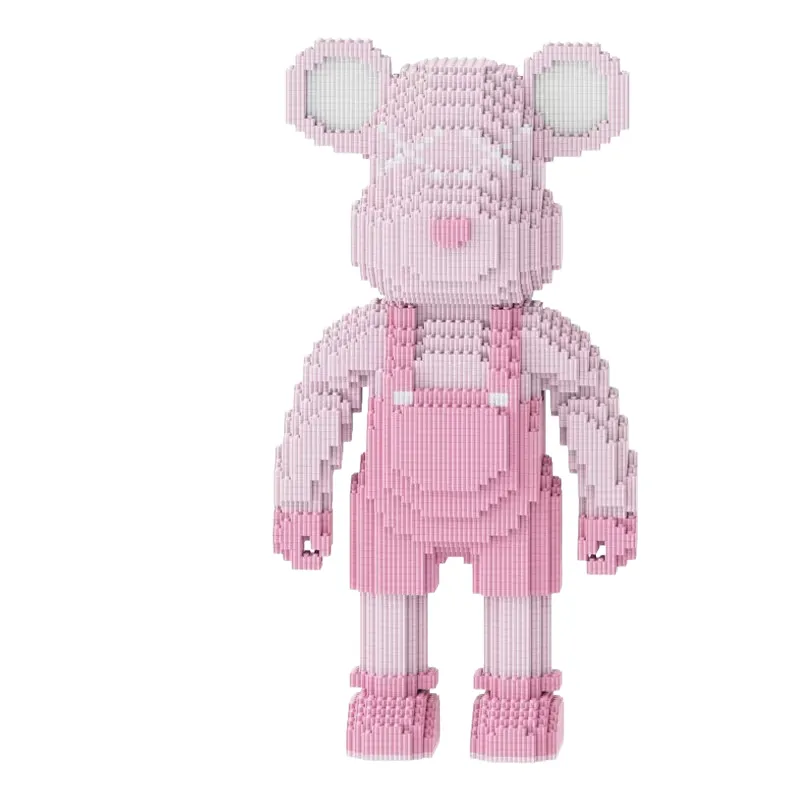 53cm Pink Overalls Bear Building Block Decor