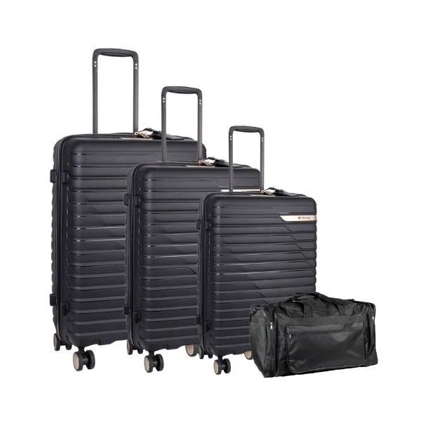 Cellini NEW Allure 3 piece Luggage Set + FREE Fold Up Duffle - Black
