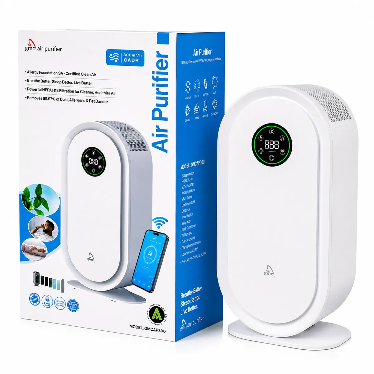 GMC - HOME Air Purifier |7 Stage Filtration|CADR 300m3|WIFI|AFSA Approved|